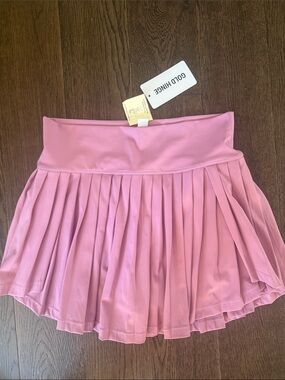 Gold Hinge Women's Pink Pleated Mini Skirt /skort- Wide Waistband